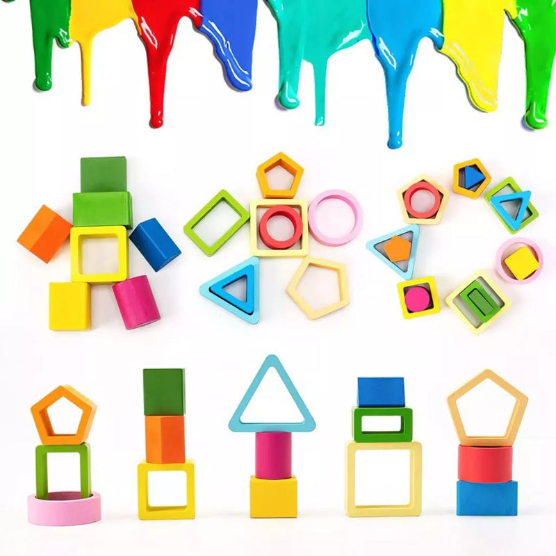 Brinquedos Educativos de Montessori Formas Geométricas De Encaixe Colorido